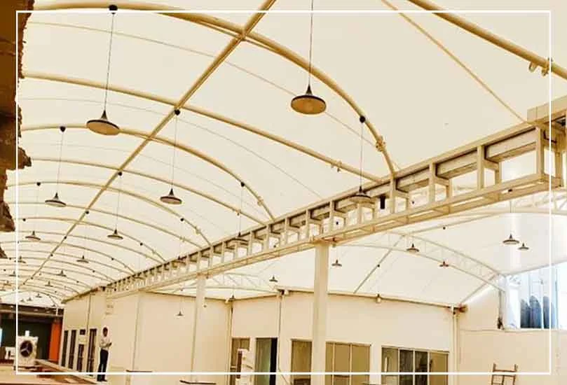 Noida Smartworks interior tensile roof fit-out by Ekra Decor